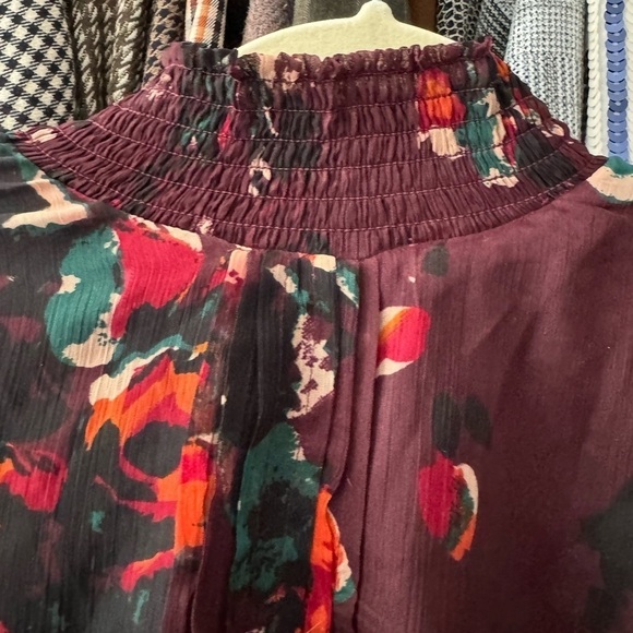 Walter Baker- Burgundy Floral Turtleneck Longsleeve Blouse - Picture 3 of 8